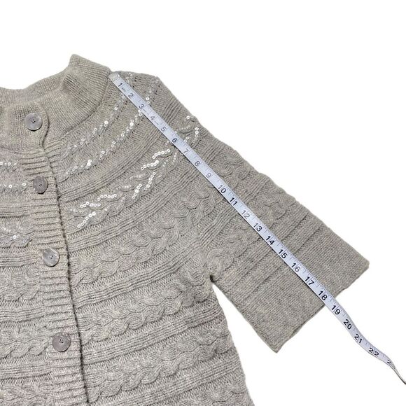 Coldwater Creek Wool Rabbit Hair Blend Cable Knit Embellished Cardigan FLAW Sz M - Picture 7 of 16